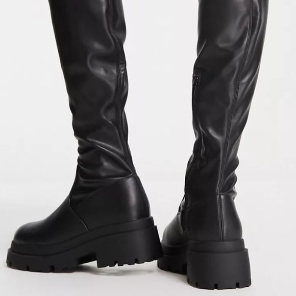 ASOS Shoes - ASOS DESIGN Kassidy chunky square toe over the knee boots black - Size 8